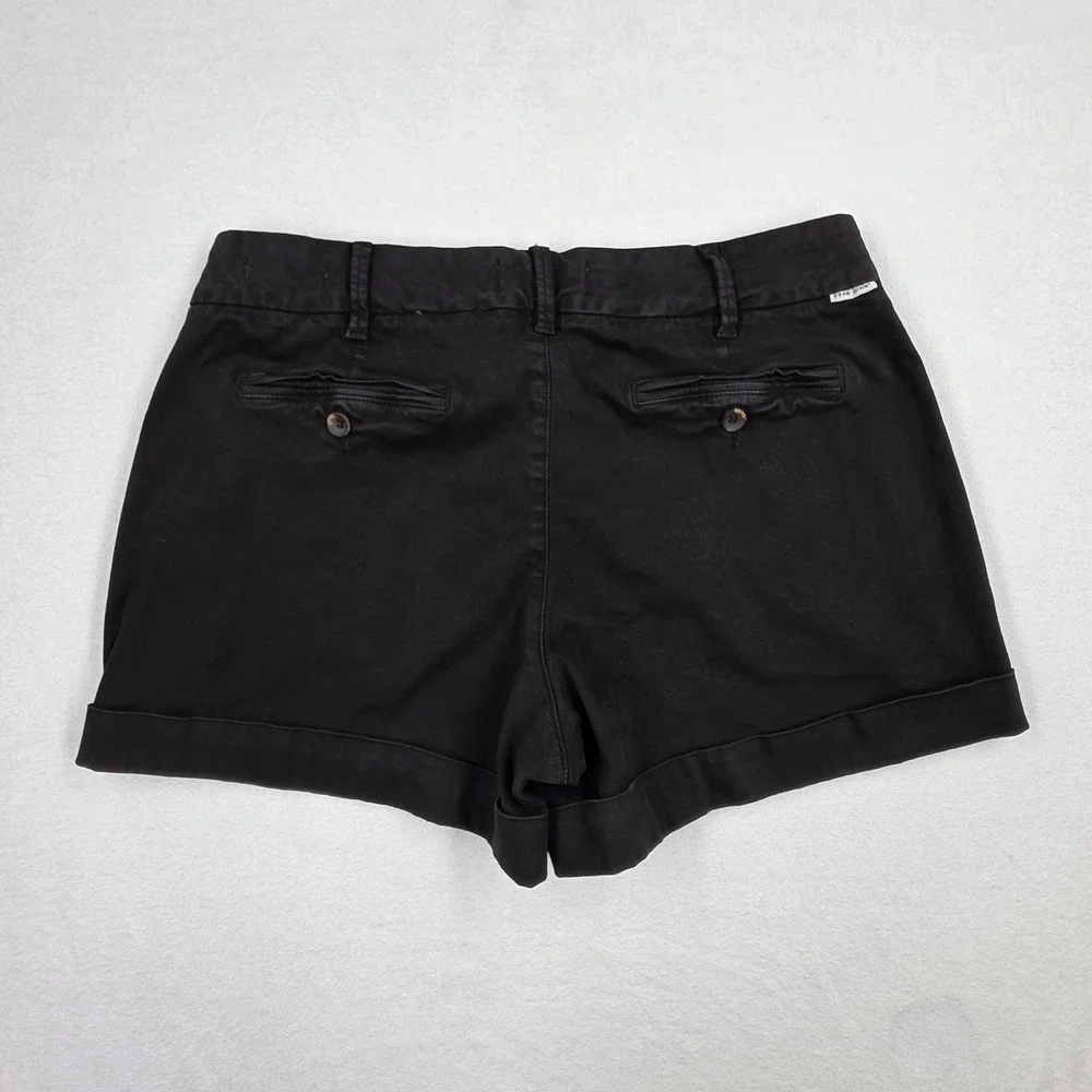 Dear John North Hampton Black High Rise Cuffed Shorts Size 31 Chino Stretch